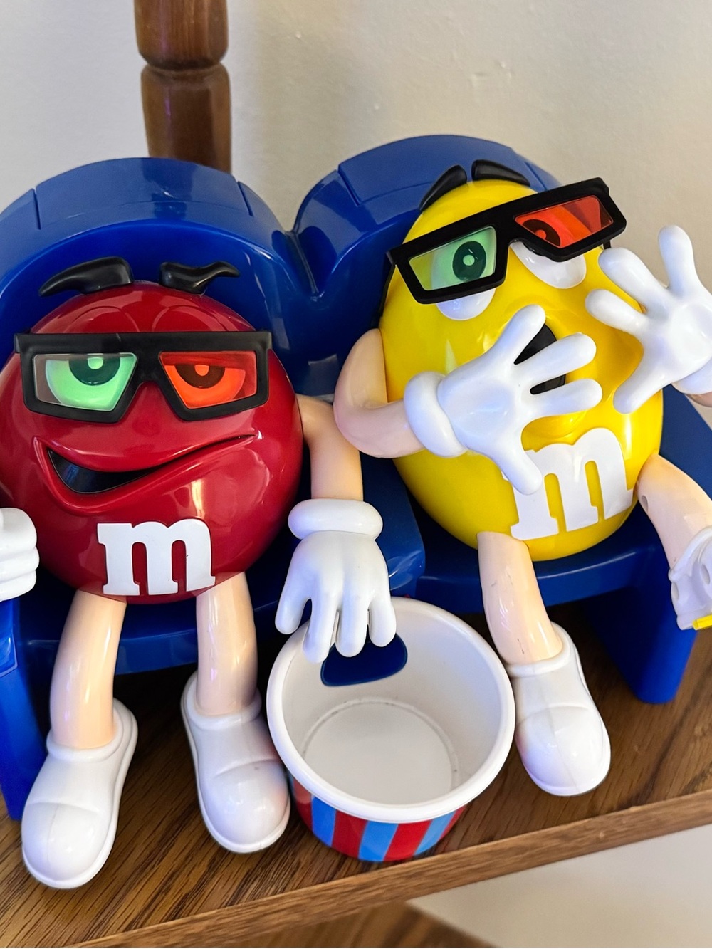 Vintage M&M's Red & Yellow Movie Snack Dispensers - Kids Toy Set